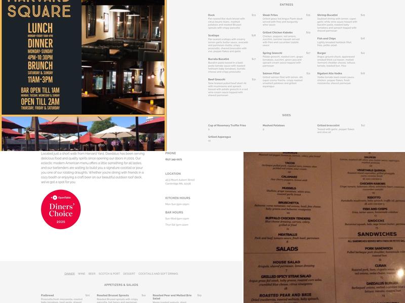 Daedalus Restaurant Menu