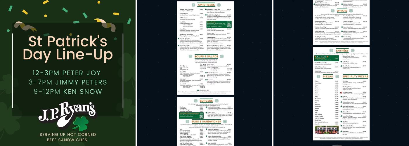 J.P. Ryan's Tavern Menu
