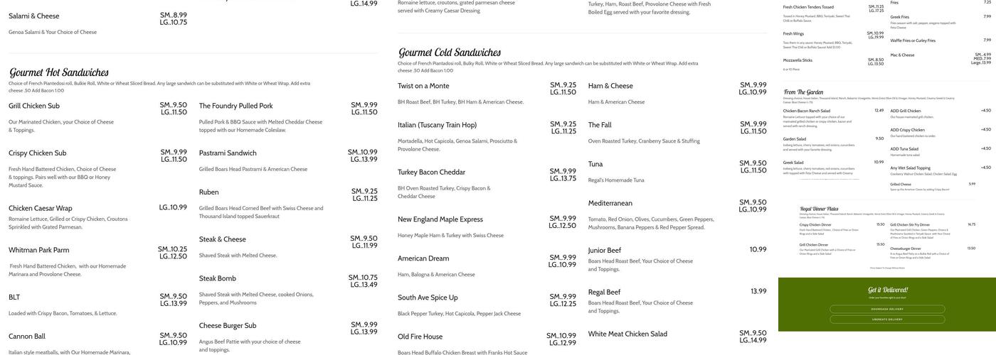 Regal Marketplace LLC Menu