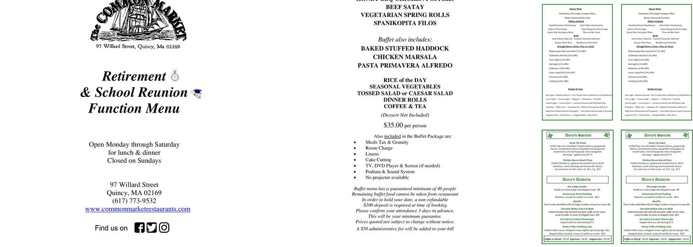 The Chowder House Menu