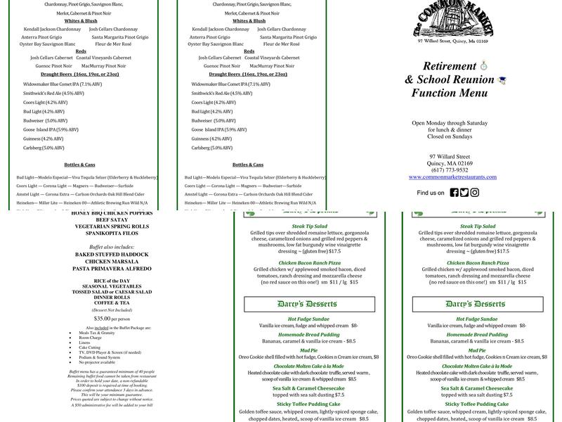 The Chowder House Menu