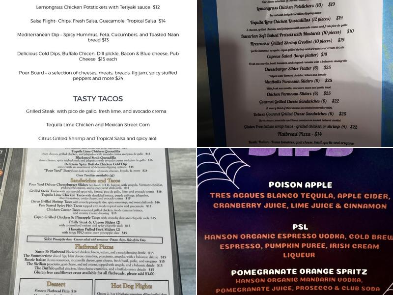The Pour Yard Menu