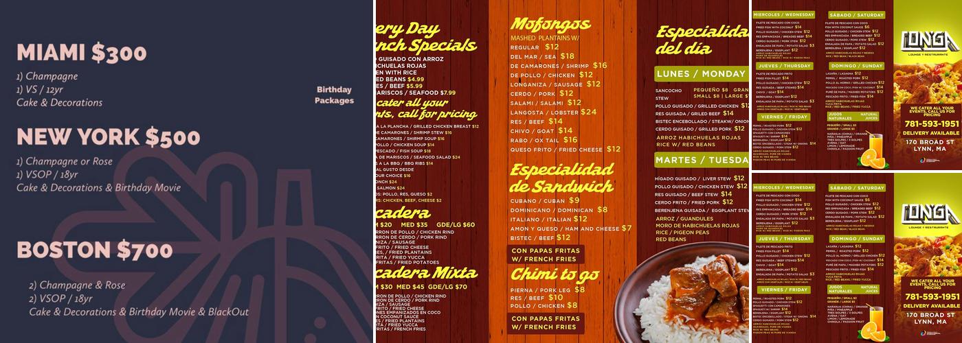 Conga Lounge & Rest Menu