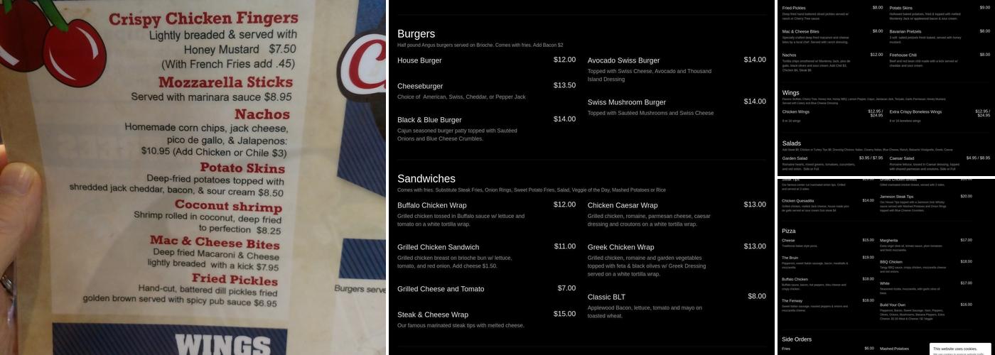 The Cherry Tree Menu