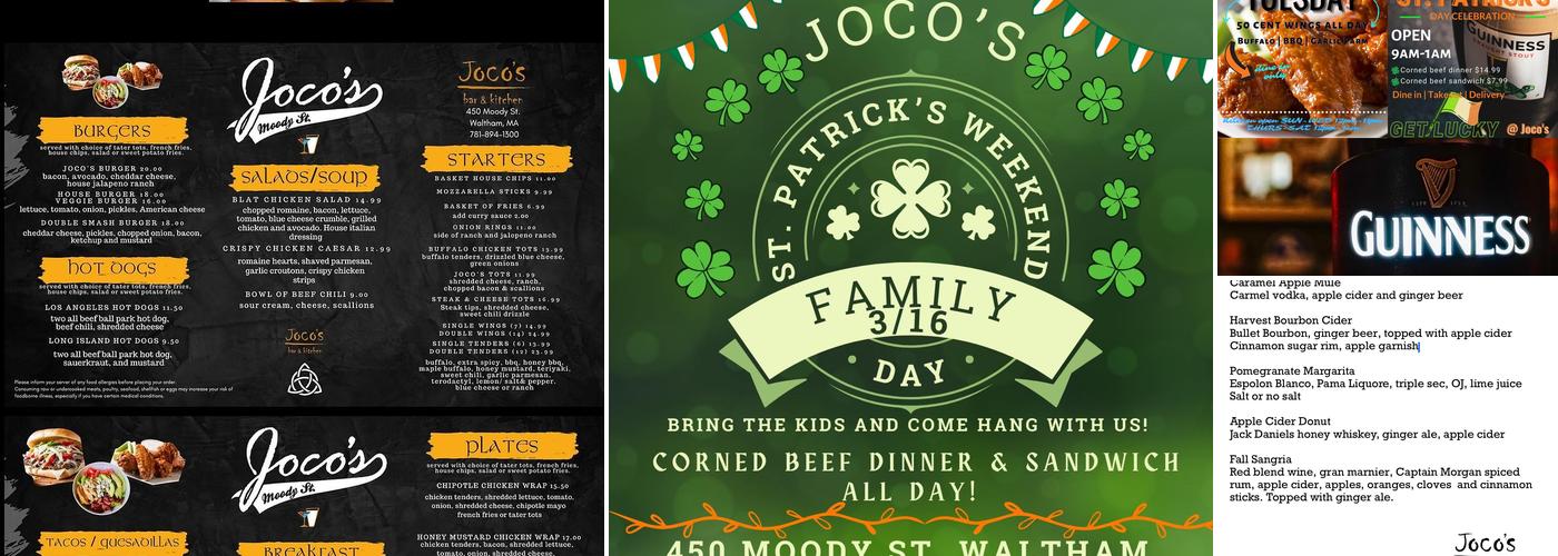 Jocos Bar & Kitchen Menu