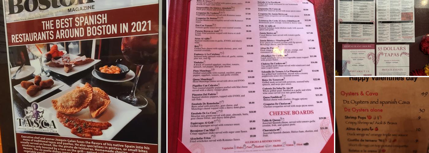 Tasca Restaurant Menu