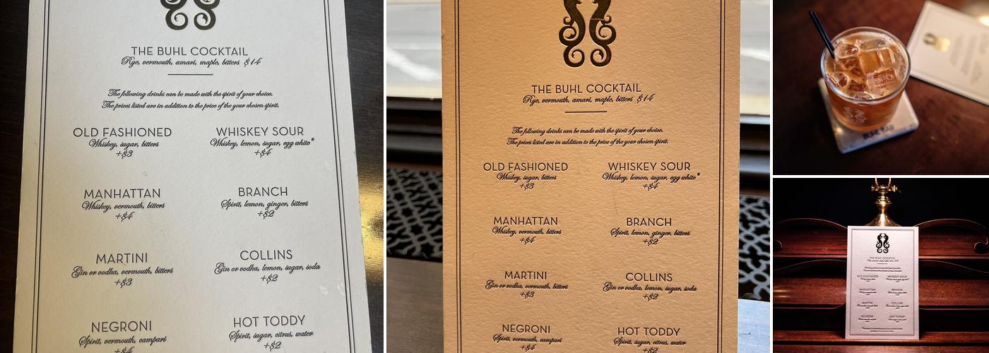 Buhl Bar Menu