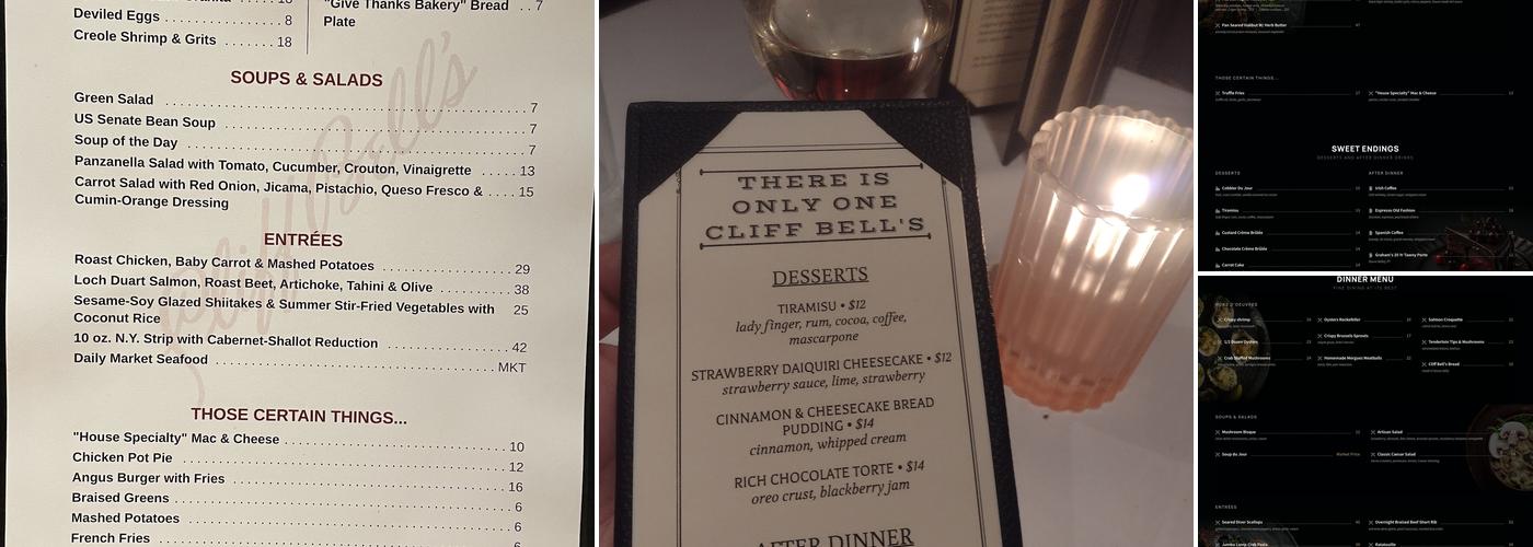 Cliff Bell's Menu