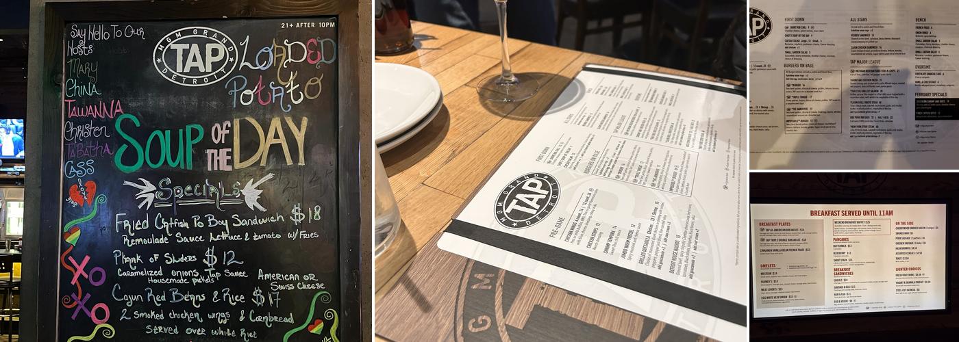 TAP at MGM Grand Detroit Menu