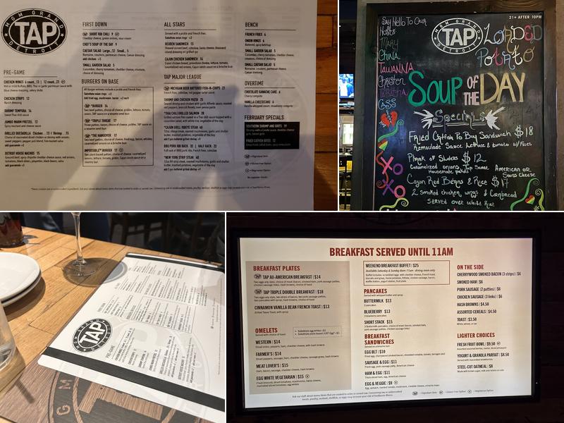 TAP at MGM Grand Detroit Menu