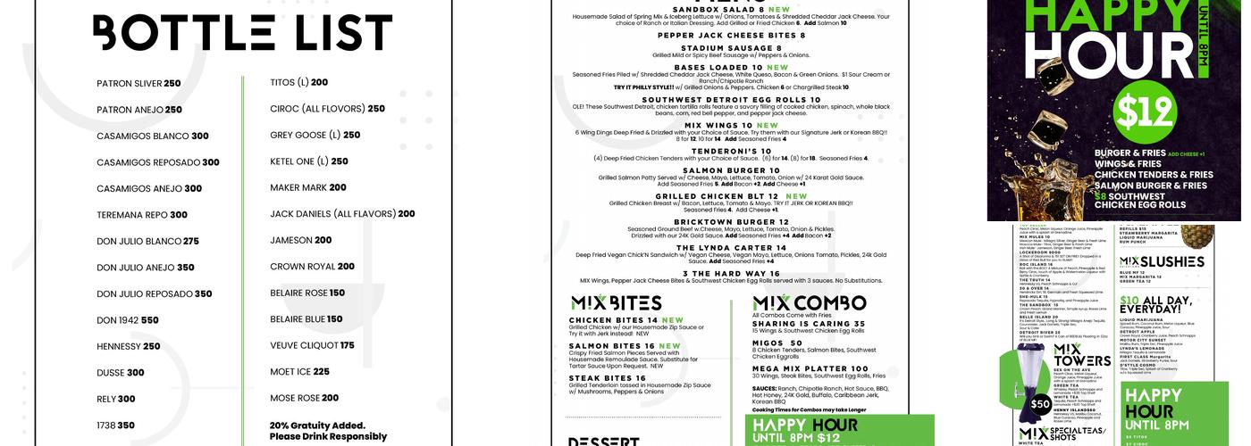 Mix Bricktown (M!X) Menu