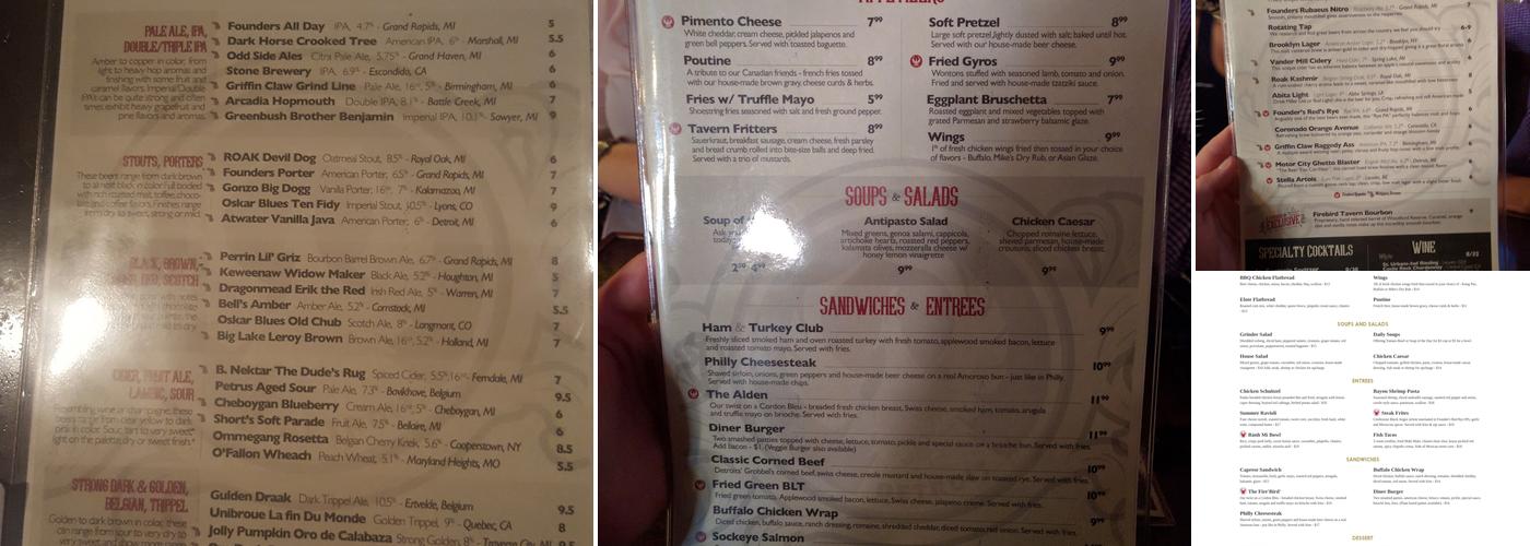 Firebird Tavern Menu