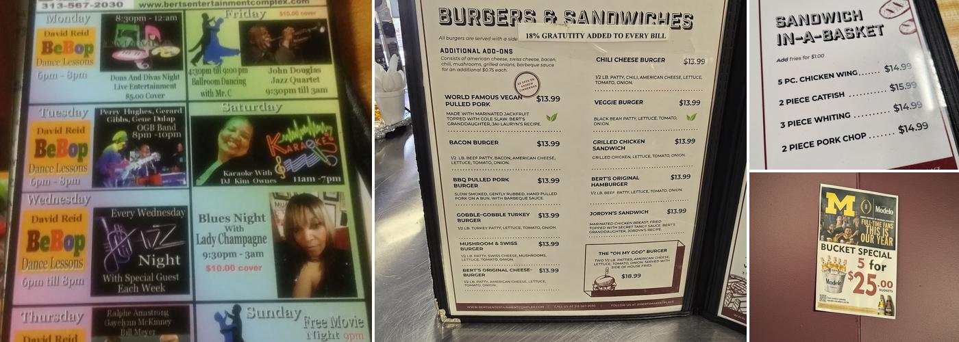 Bert's Marketplace Menu