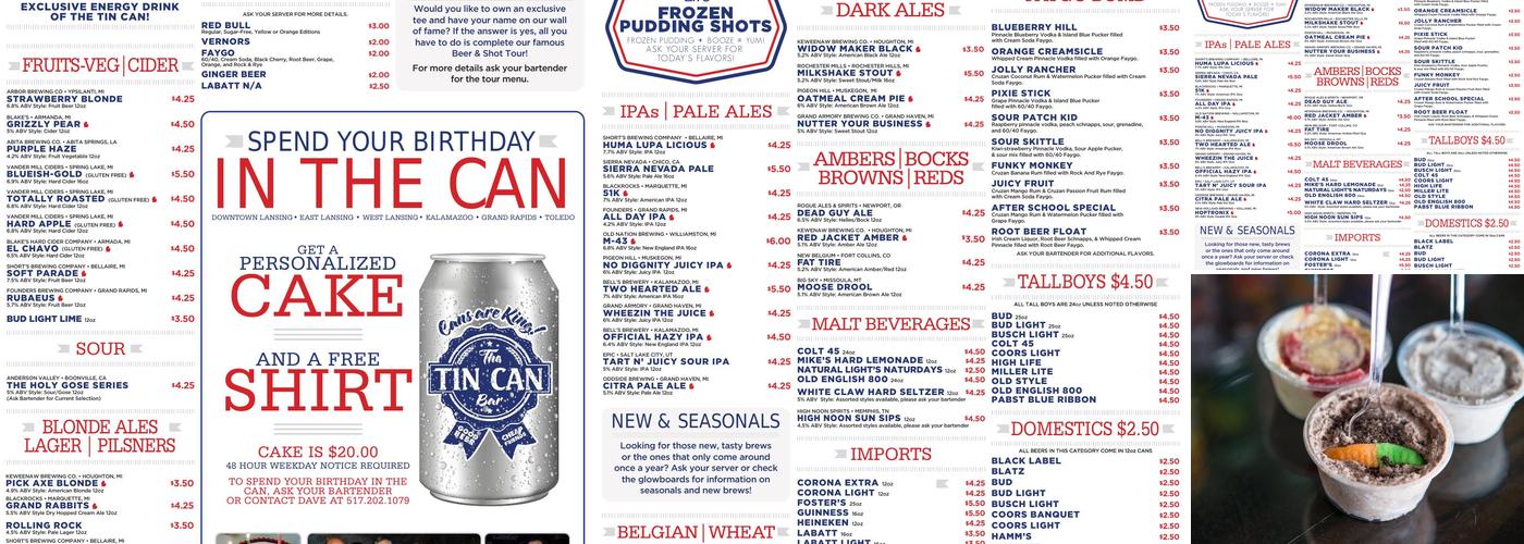 The Tin Can Menu