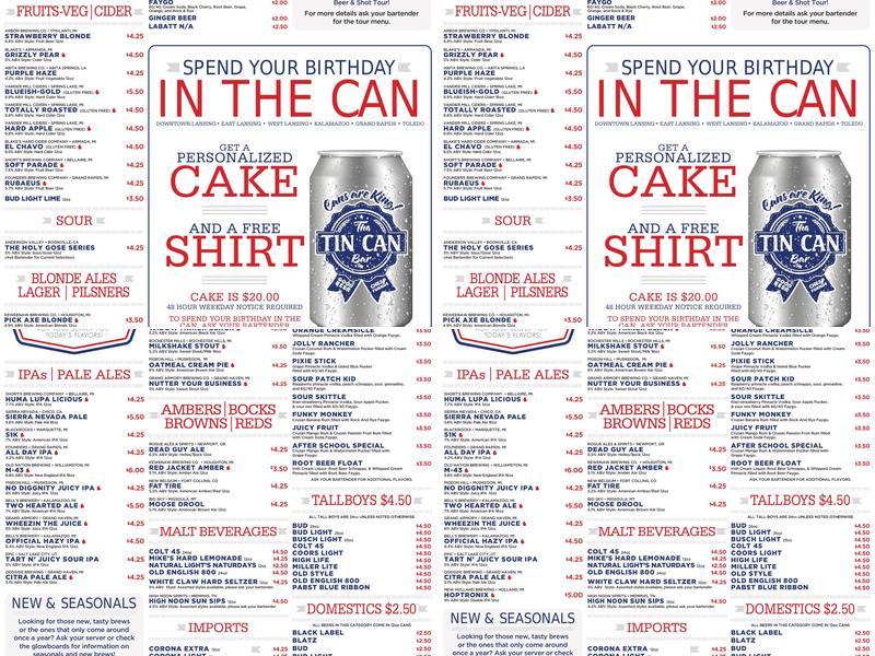 The Tin Can Menu