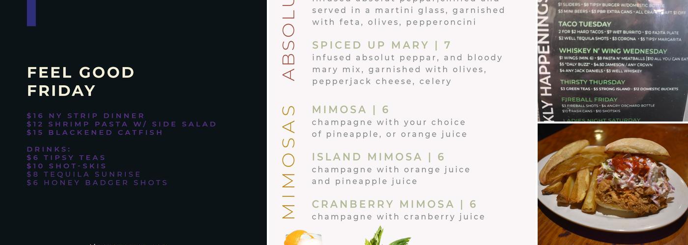 Tipsy McStaggers Menu
