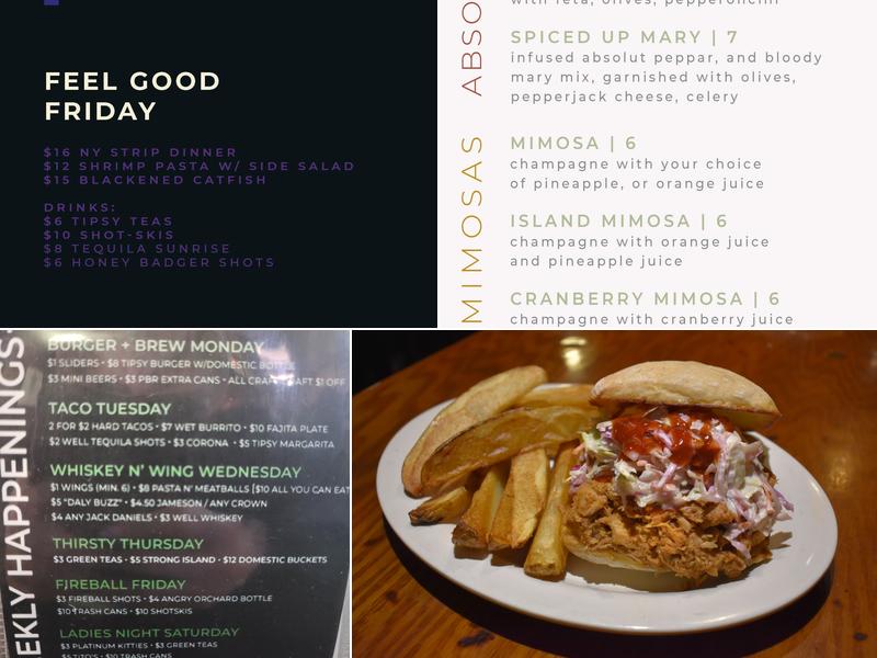 Tipsy McStaggers Menu