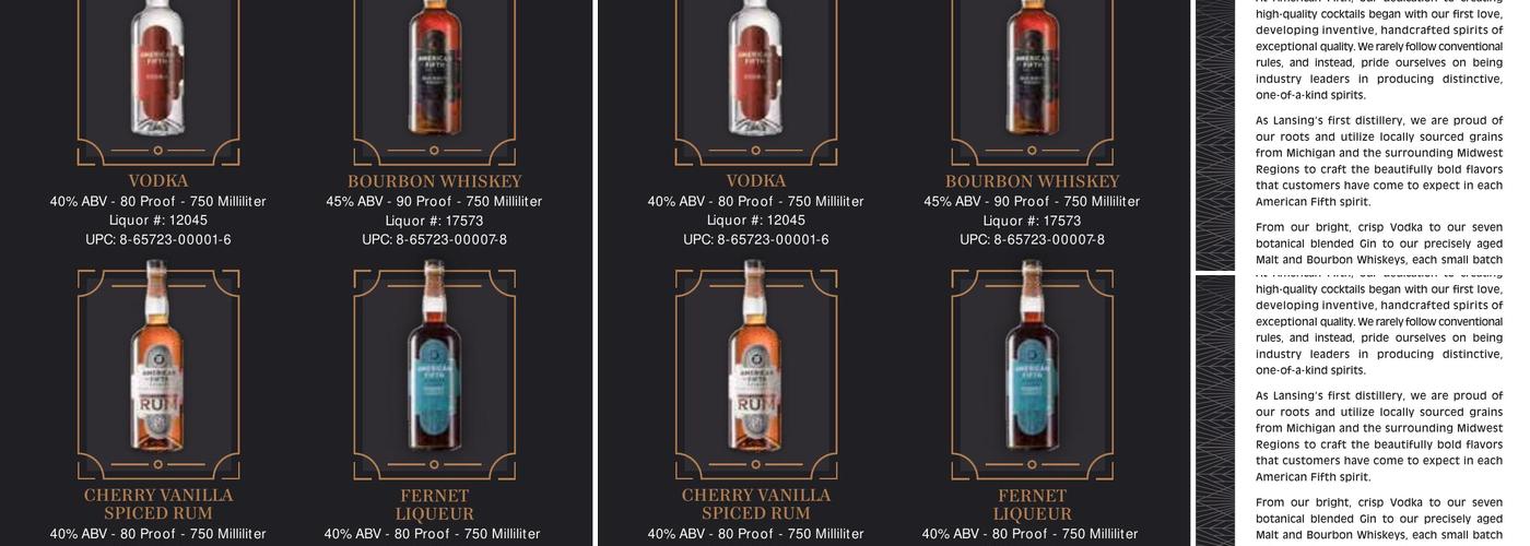 American Fifth Spirits Menu