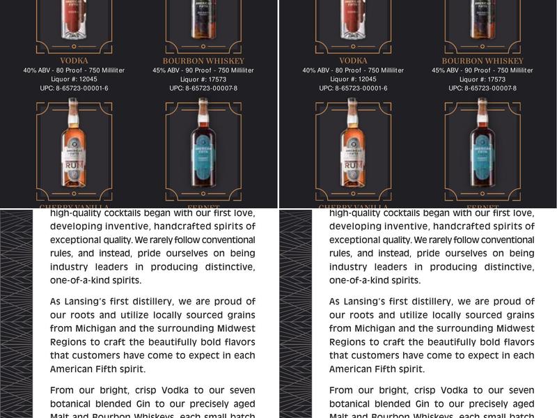 American Fifth Spirits Menu