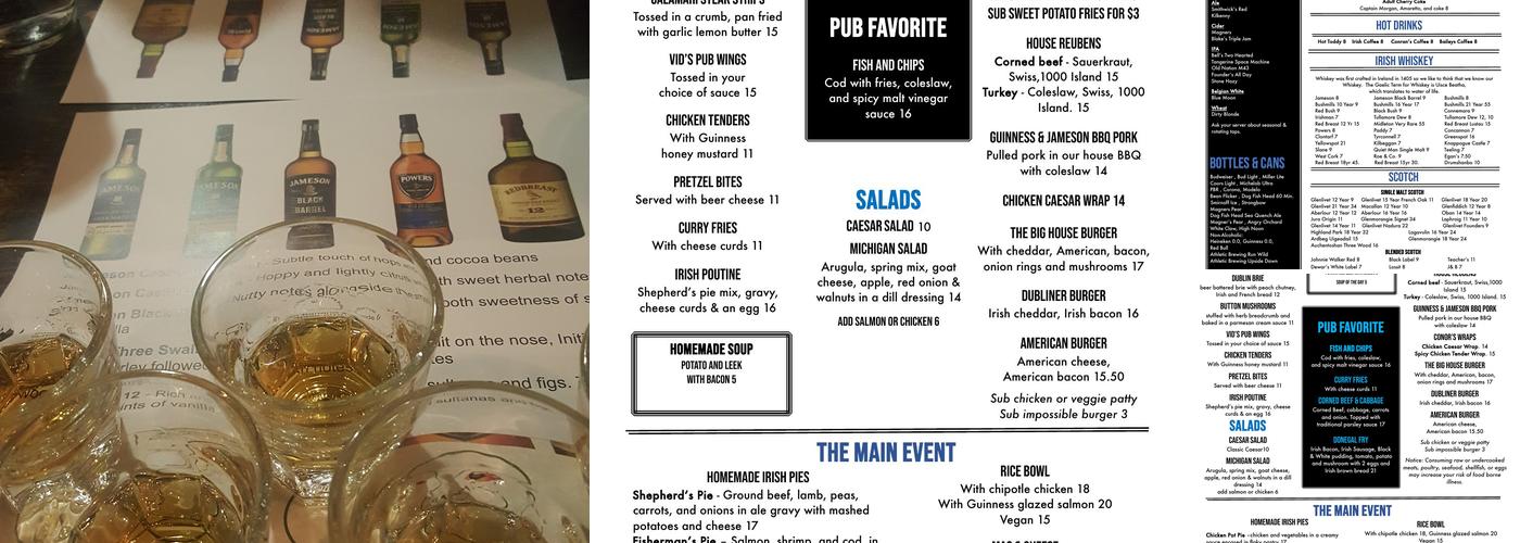 Conor O'Neill's Irish Pub Menu