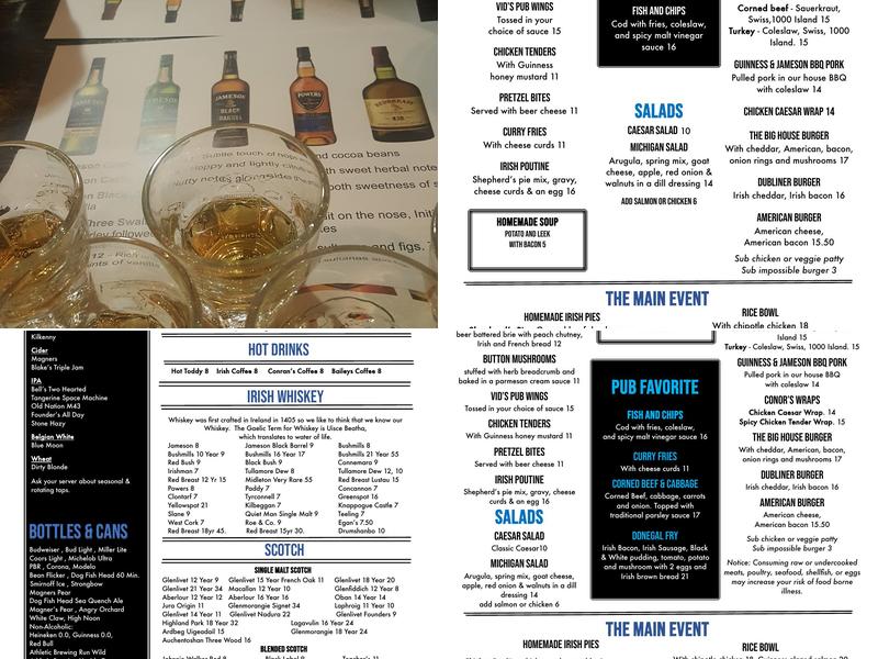 Conor O'Neill's Irish Pub Menu