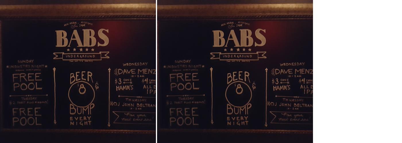 Babs' Underground Menu