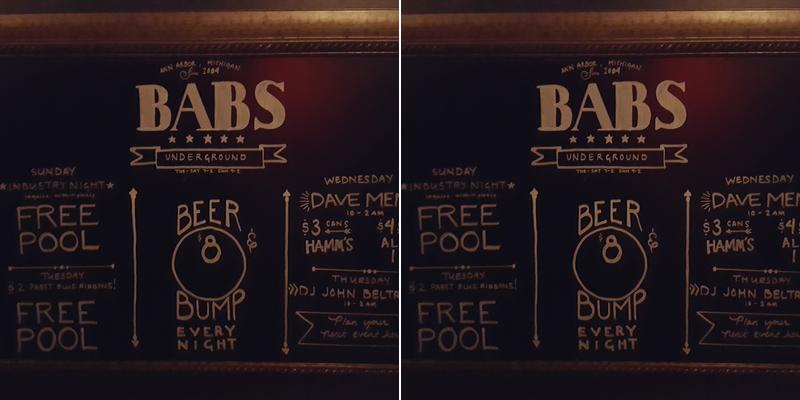 Babs' Underground Menu