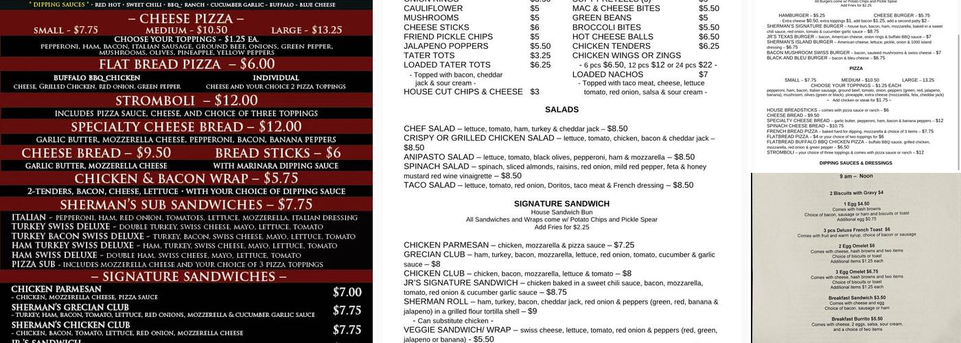 Sherman's Lounge Menu
