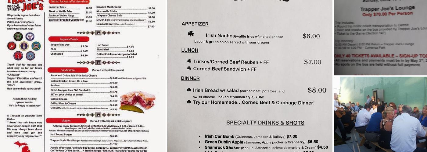 Bink's Trapper Joe's Menu