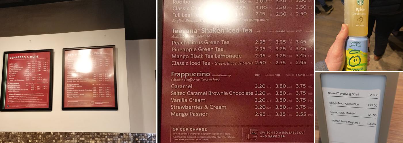 Starbucks Coffee Menu