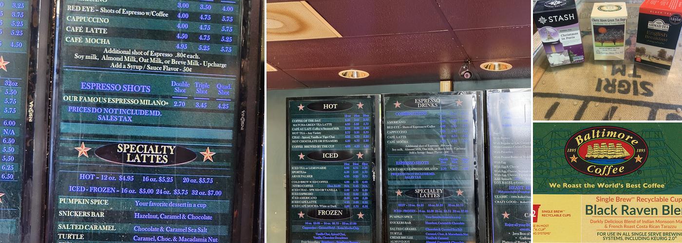 Baltimore Coffee Menu