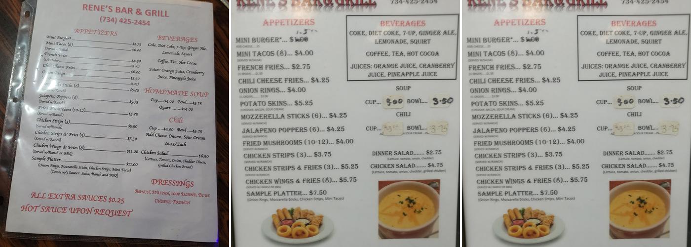 Rene's Menu