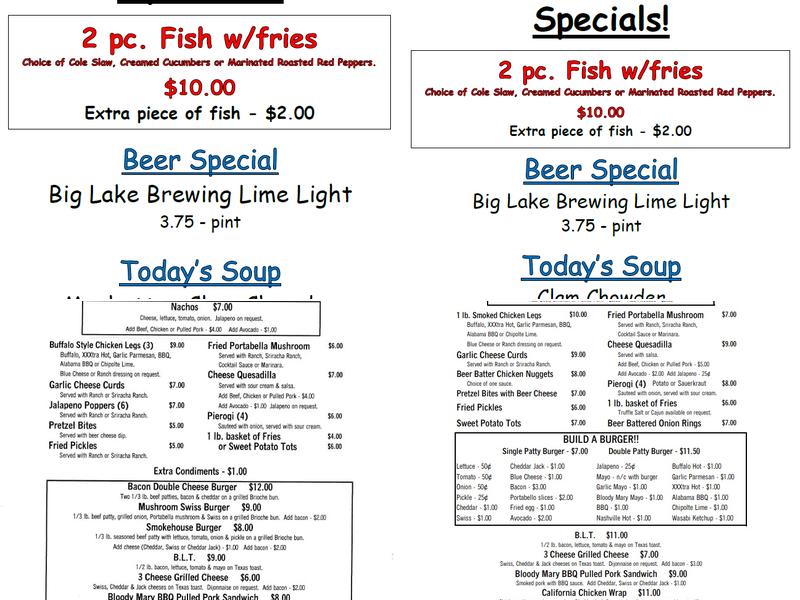 Copper Door Menu