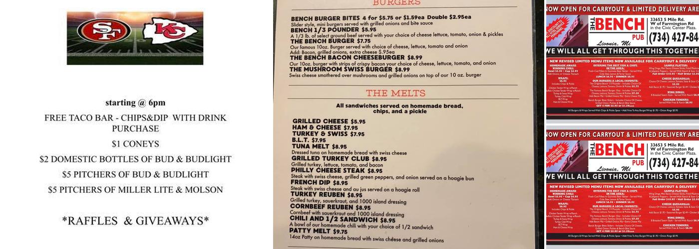Bench Pub Menu