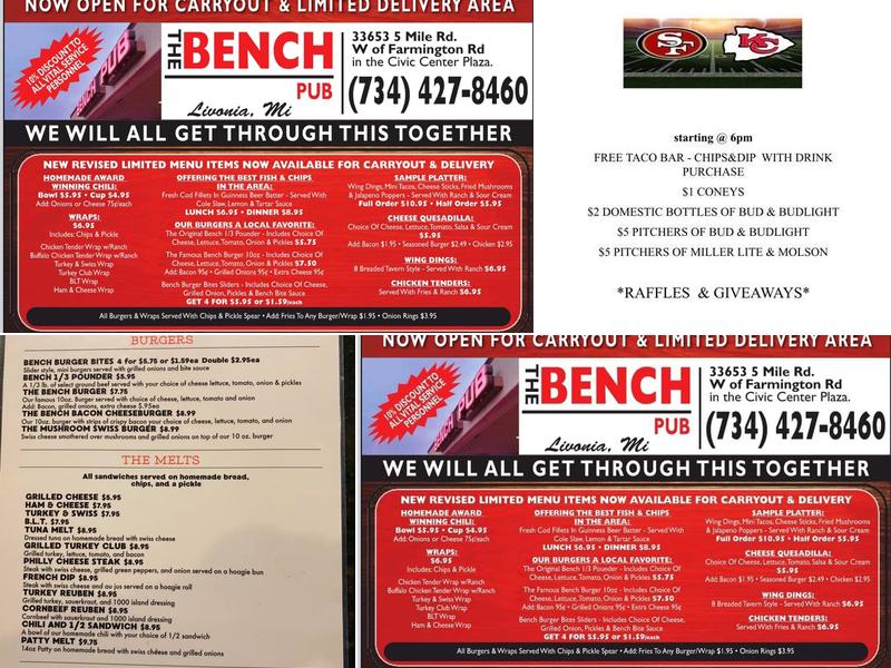 Bench Pub Menu