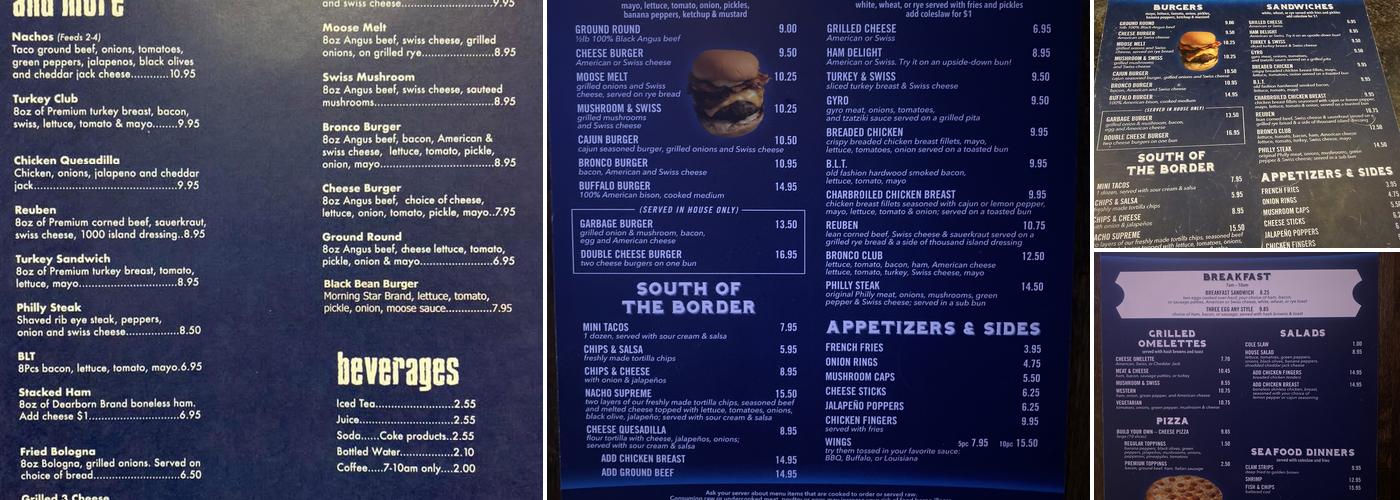 Blue Moose Tavern Menu