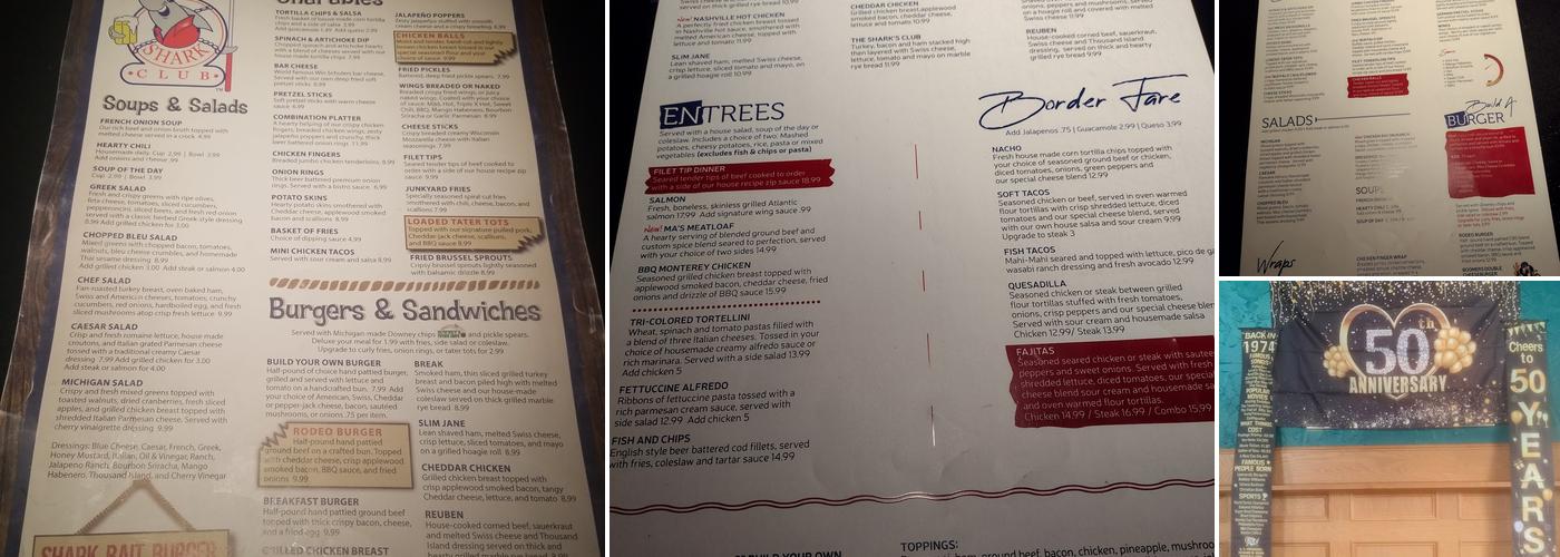Shark Club Menu