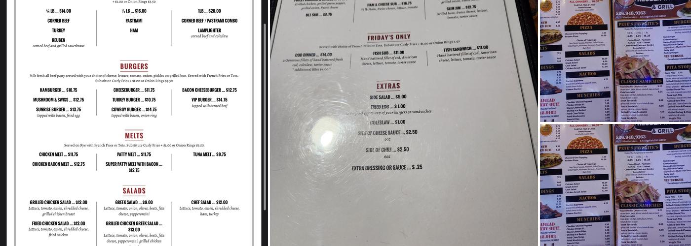 Pete's Cutting Board & Reuben Tavern Menu