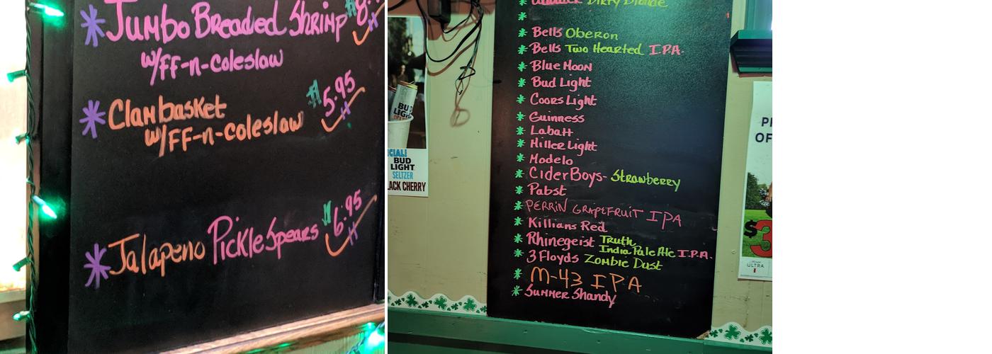 Mc Clenaghan's Pub Menu