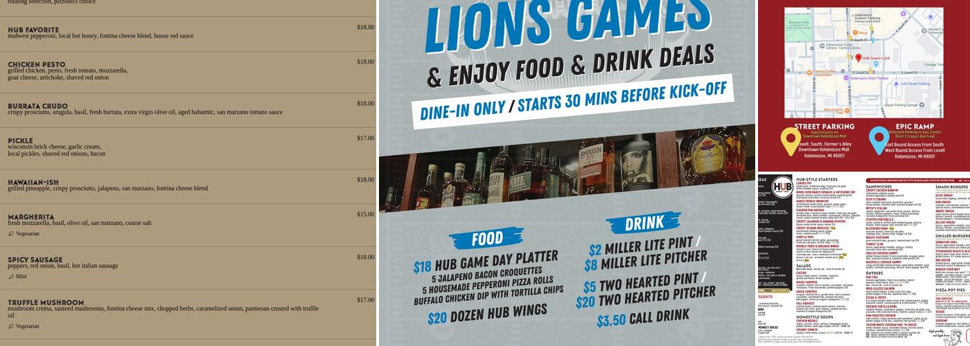 Hub Tavern + Grill Menu