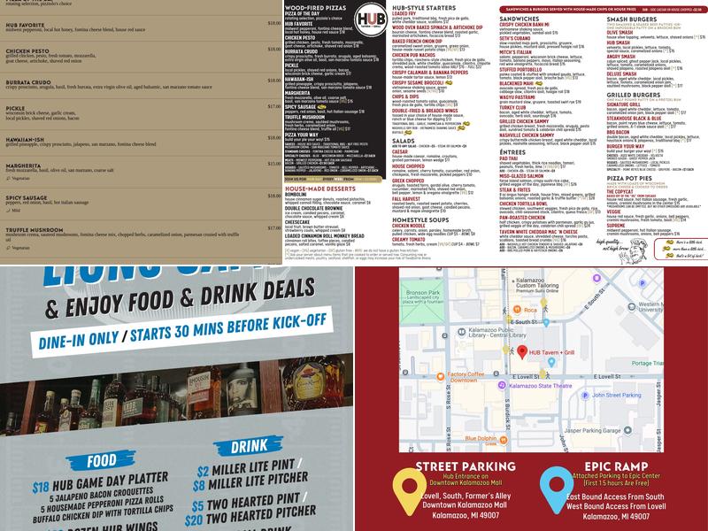 Hub Tavern + Grill Menu