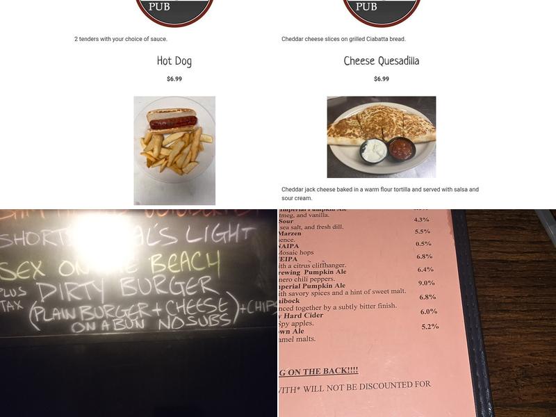 Shakespeare's Pub Menu