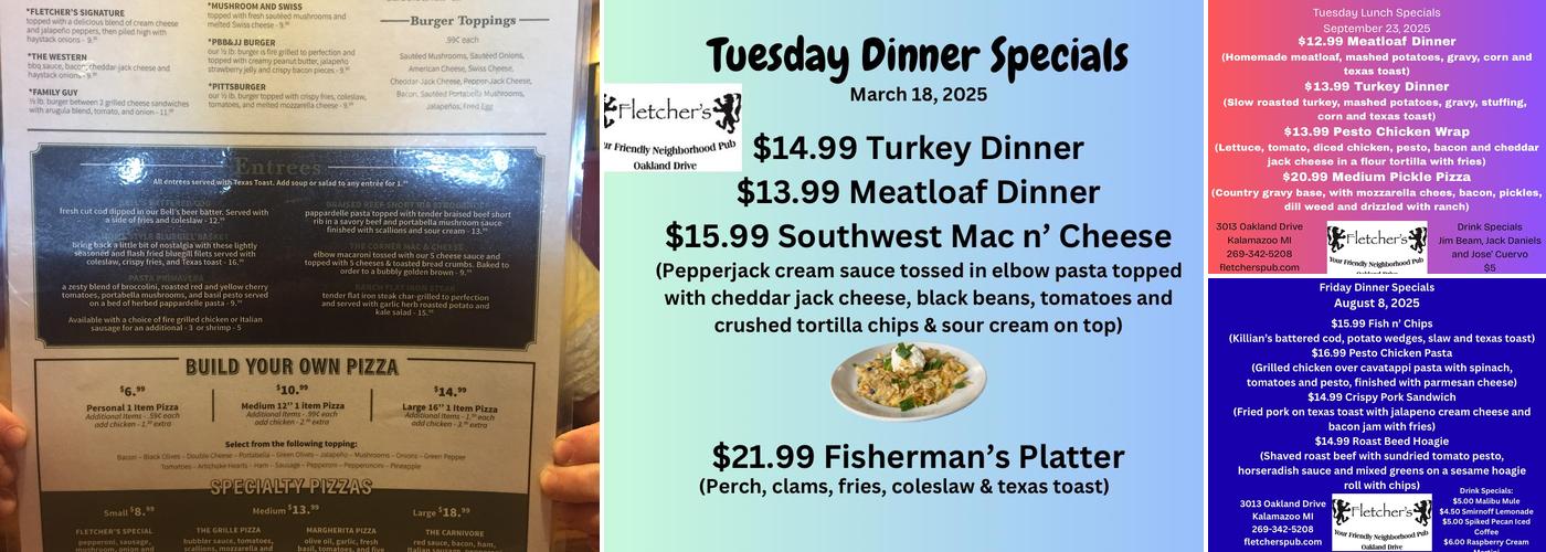 Fletcher's Pub Oakland Drive Menu