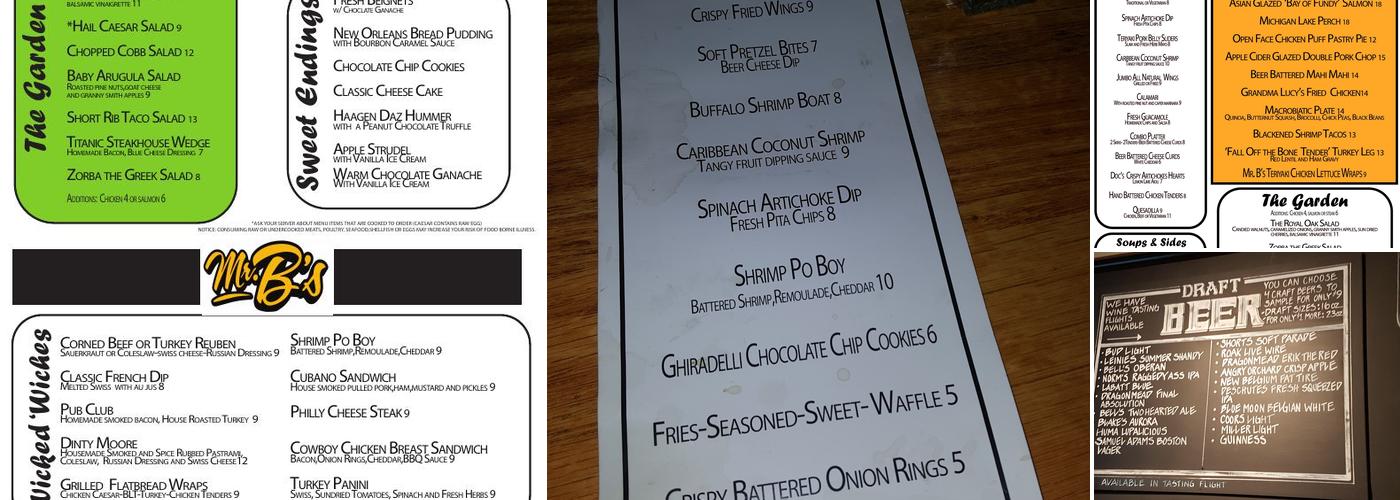 Mr. B’s Gastropub Menu
