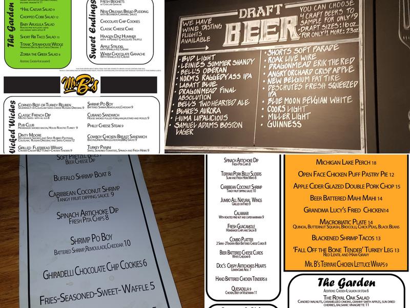 Mr. B’s Gastropub Menu
