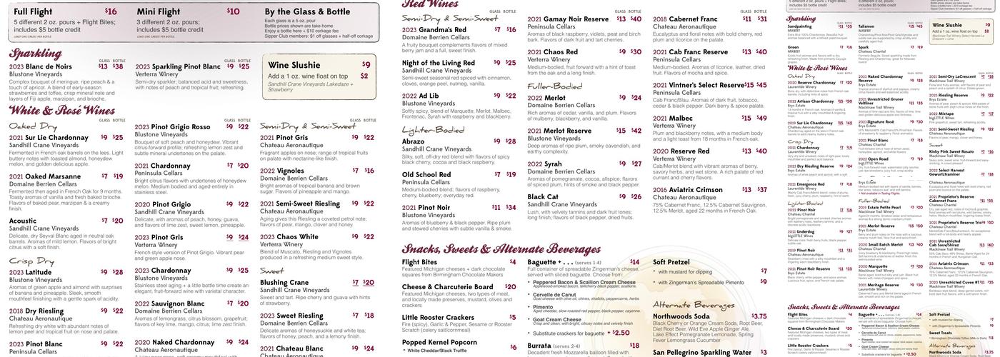 Michigan By The Bottle Tasting Room-Royal Oak Menu