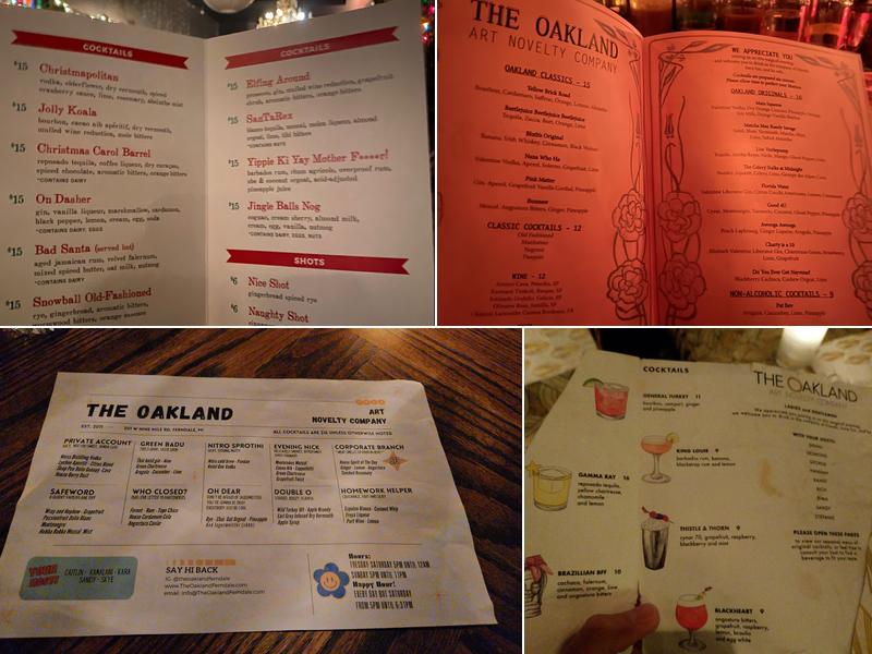 The Oakland Menu