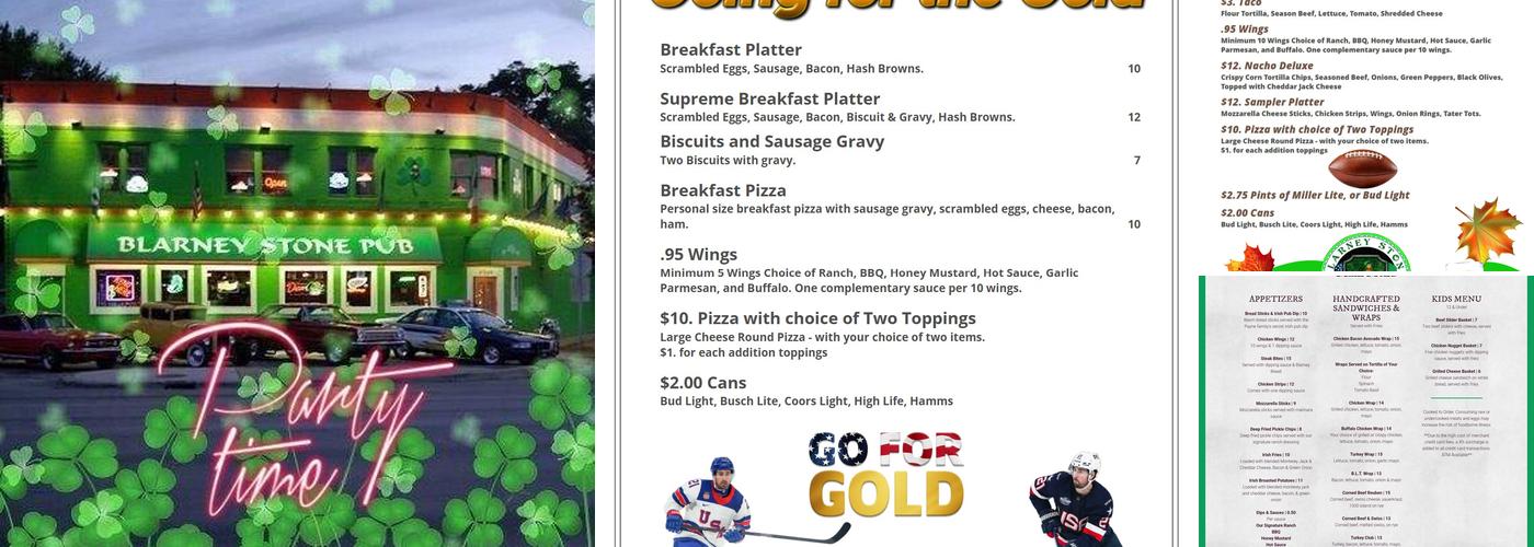 Blarney Stone Pub Menu