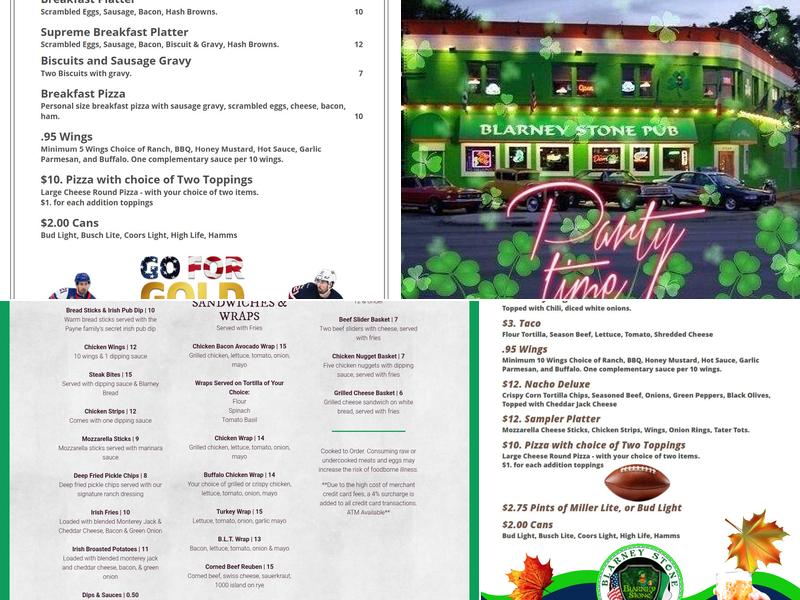 Blarney Stone Pub Menu