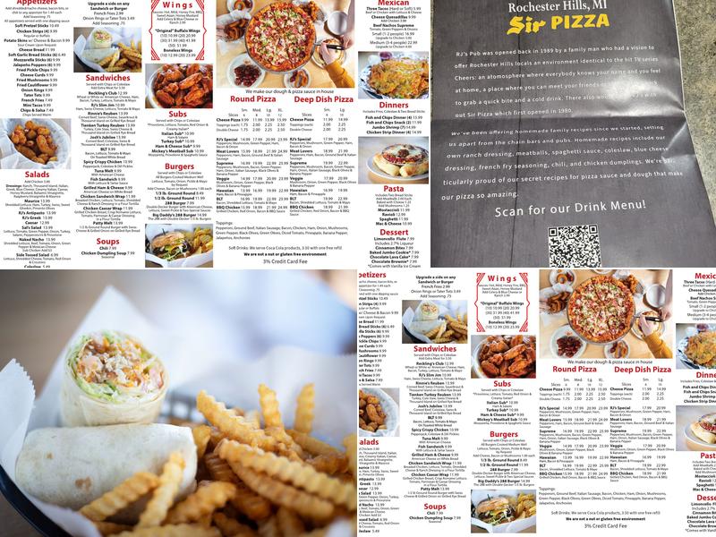 RJ's Pub - Sir Pizza Menu